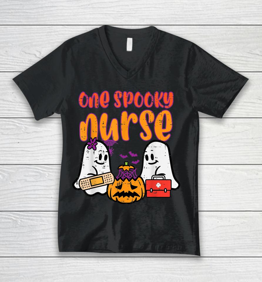 Ghosts One Spooky Nurse Halloween Unisex V-Neck T-Shirt
