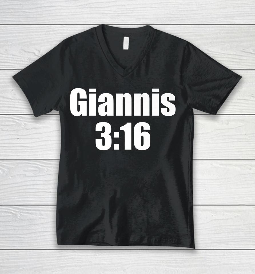 Giannis 3:16 Unisex V-Neck T-Shirt
