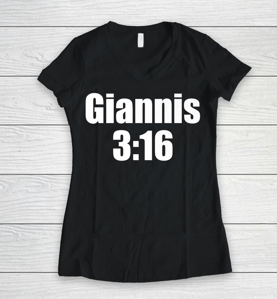 Giannis 3:16 Women V-Neck T-Shirt
