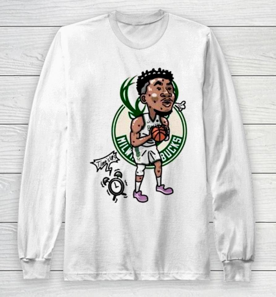 Giannis Antetokounmpo Milwaukee Bucks Player Cartoon Long Sleeve T-Shirt