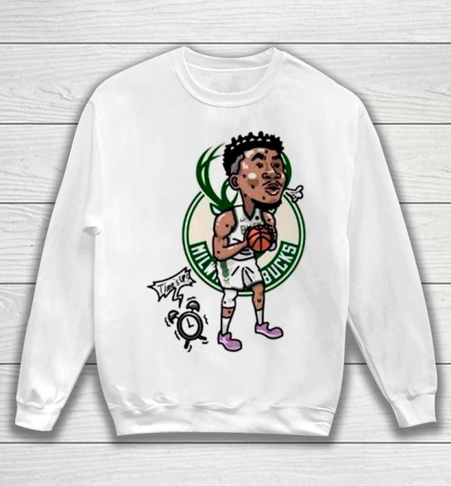 Giannis Antetokounmpo Milwaukee Bucks Player Cartoon Sweatshirt