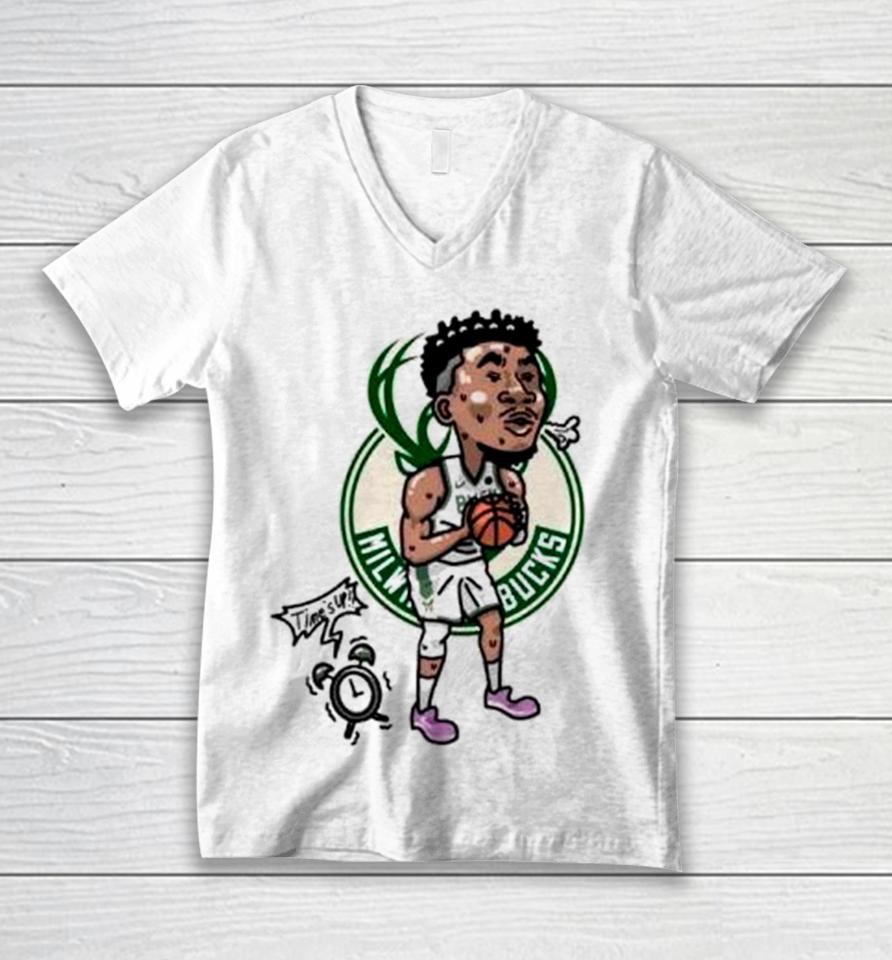 Giannis Antetokounmpo Milwaukee Bucks Player Cartoon Unisex V-Neck T-Shirt