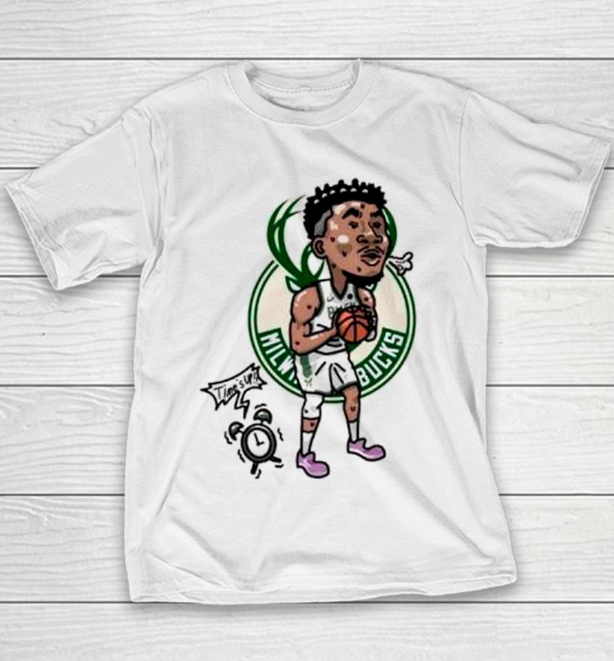 Giannis Antetokounmpo Milwaukee Bucks Player Cartoon Youth T-Shirt