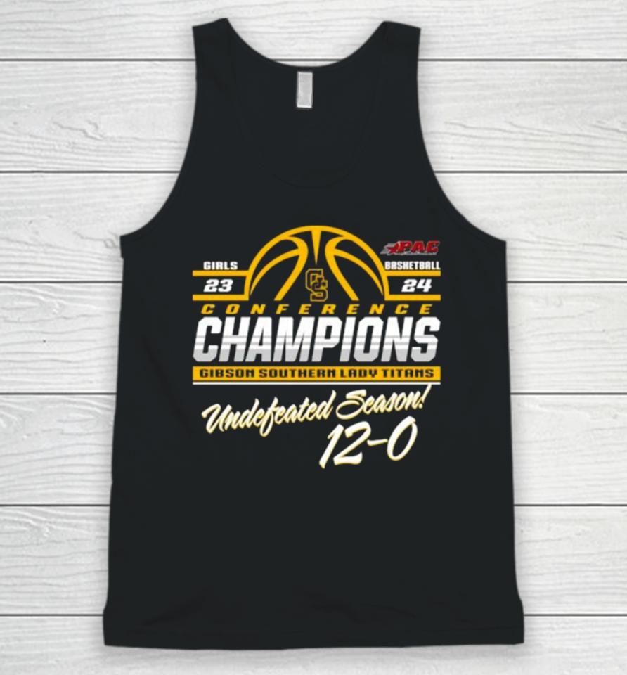 Gibson Southern Lady Titans 2024 Ihsaa State Girl Basketball Conference Champions Undefeated Season 12 0 Unisex Tank Top