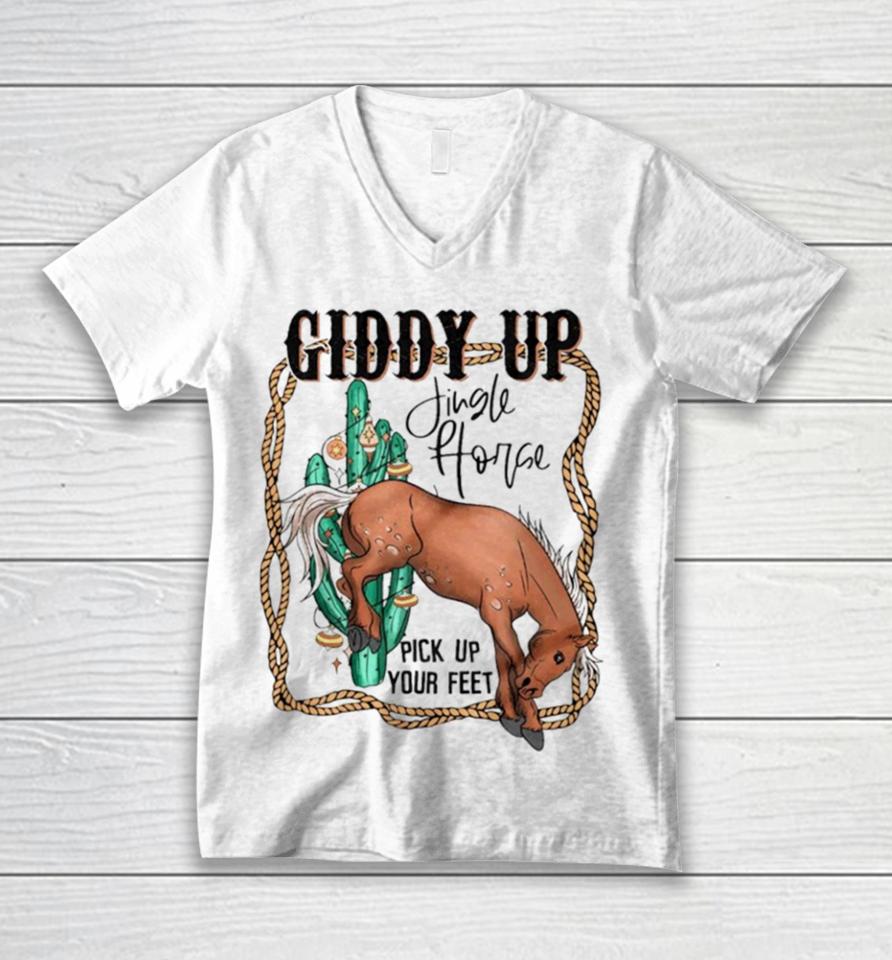 Giddy Up Jingle Horse Country Western Christmas Unisex V-Neck T-Shirt