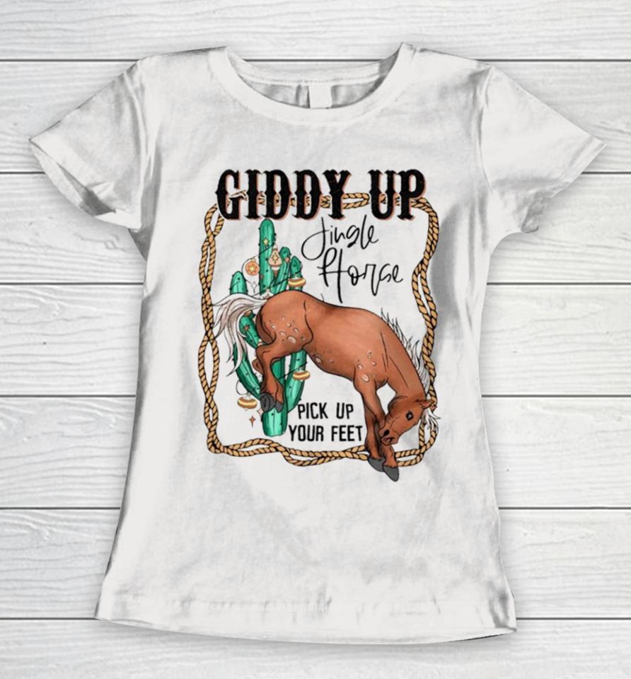 Giddy Up Jingle Horse Country Western Christmas Women T-Shirt