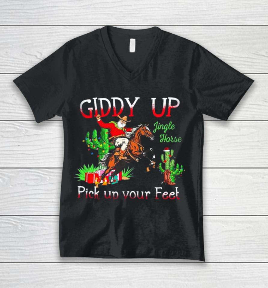 Giddy Up Jingle Horse Pick Up Your Feet Christmas Unique Holiday T Designshirts Unisex V-Neck T-Shirt