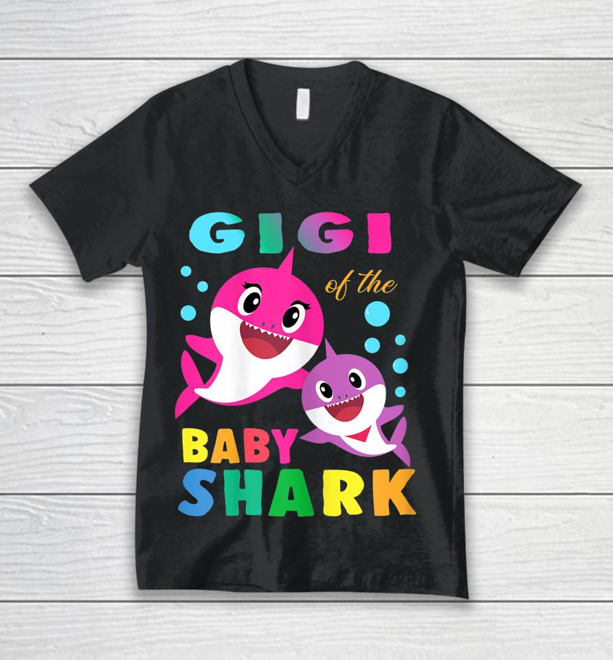 Gigi Of The Birthday Baby Gigi Shark Family Mother's Day Unisex V-Neck T-Shirt