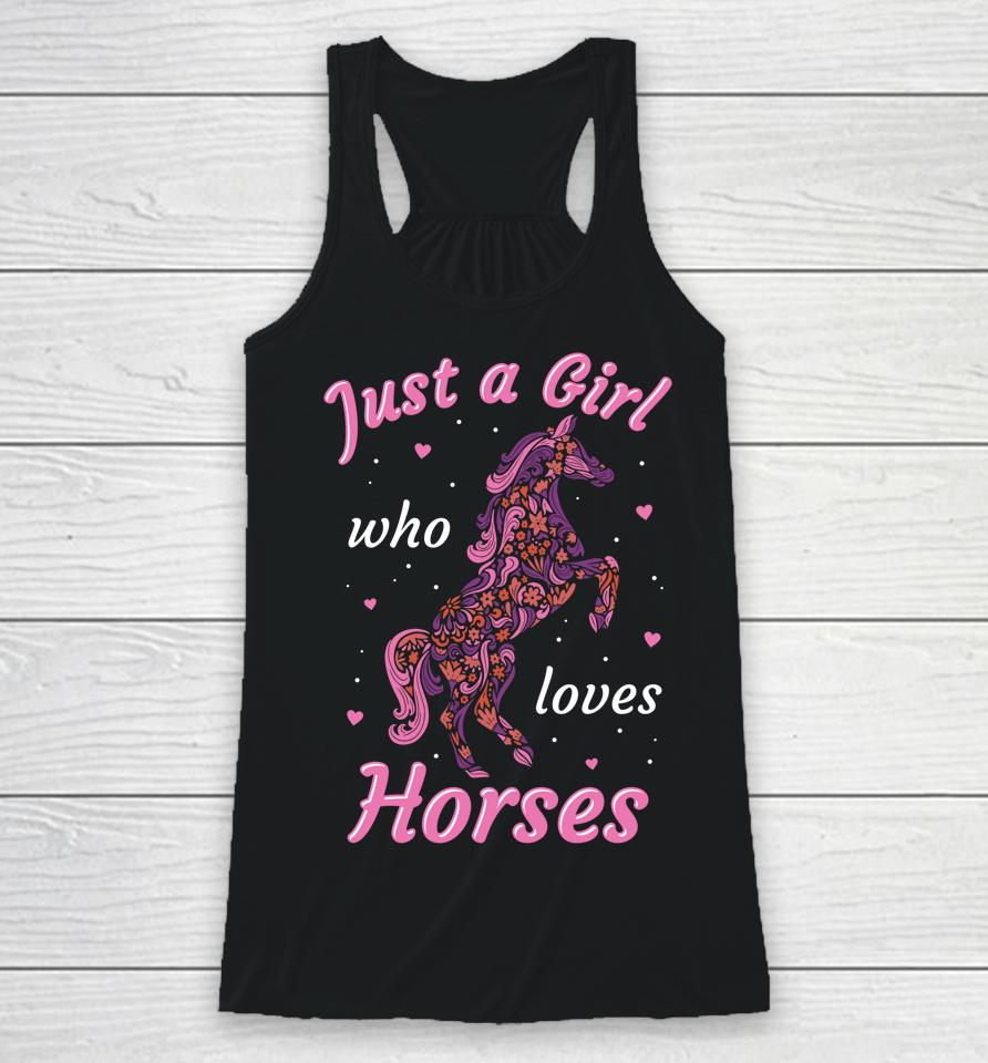 Girl Who Loves Horses Equestrian Horse Design For Girls Racerback Tank