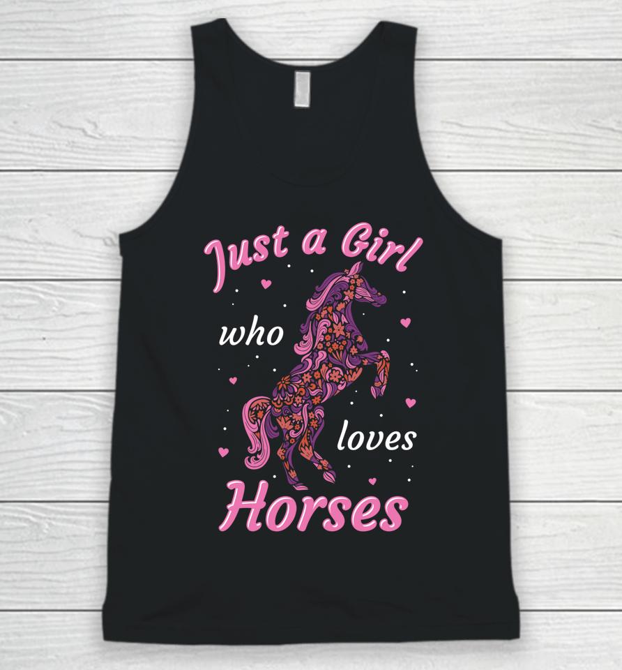 Girl Who Loves Horses Equestrian Horse Design For Girls Unisex Tank Top