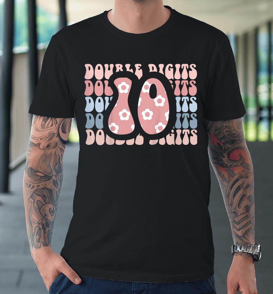 Girls 10Th Birthday Double Digits Tenth Hippie Daisy Print Premium T-Shirt