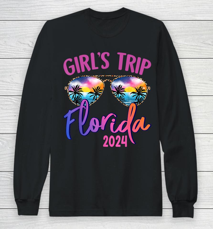 Girls Trip Florida 2024 Sunglasses Summer Girlfriend Group Long Sleeve T-Shirt