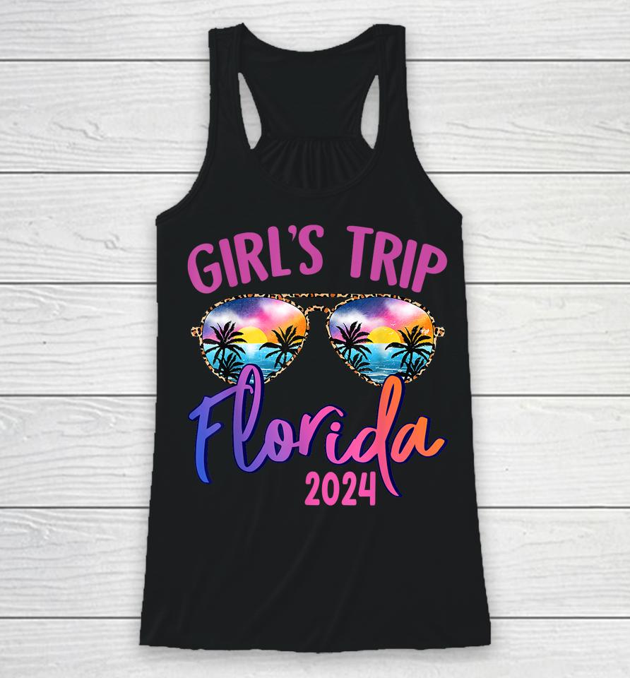 Girls Trip Florida 2024 Sunglasses Summer Girlfriend Group Racerback Tank