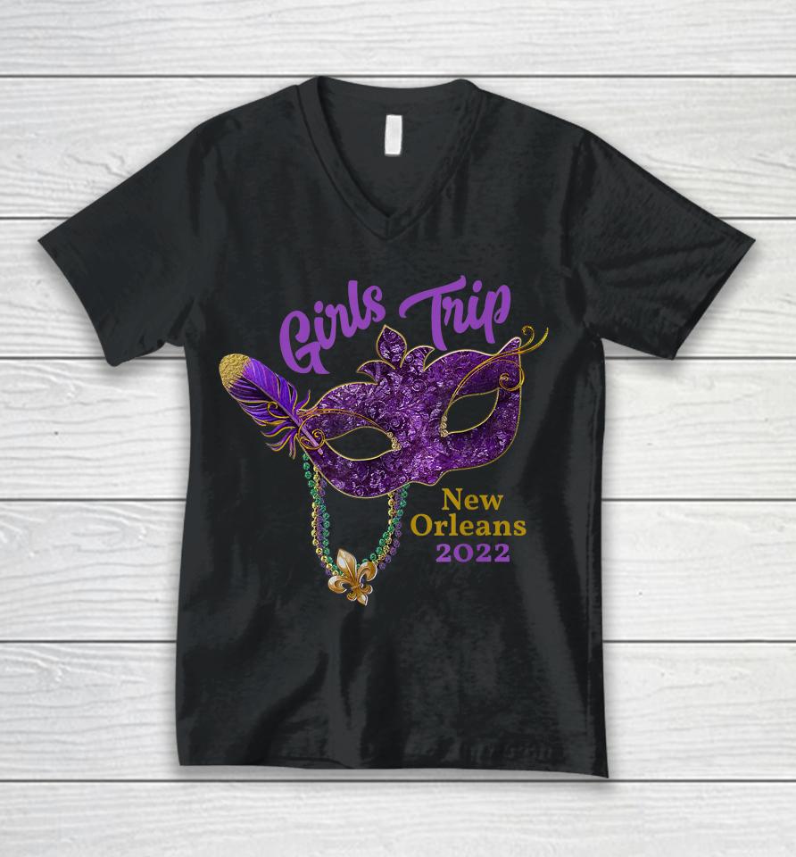 Girls Trip Mardi Gras 2022 New Orleans Bachelorette Party Unisex V-Neck T-Shirt