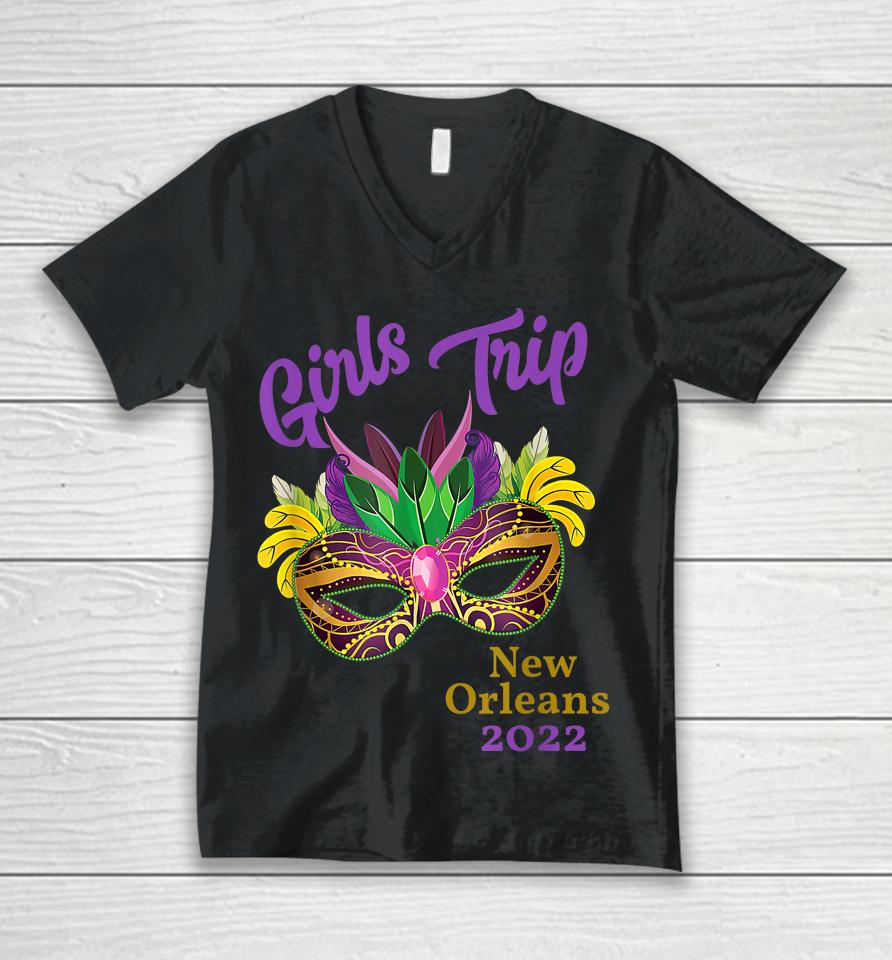 Girls Trip Mardi Gras 2022 New Orleans Bachelorette Party Unisex V-Neck T-Shirt