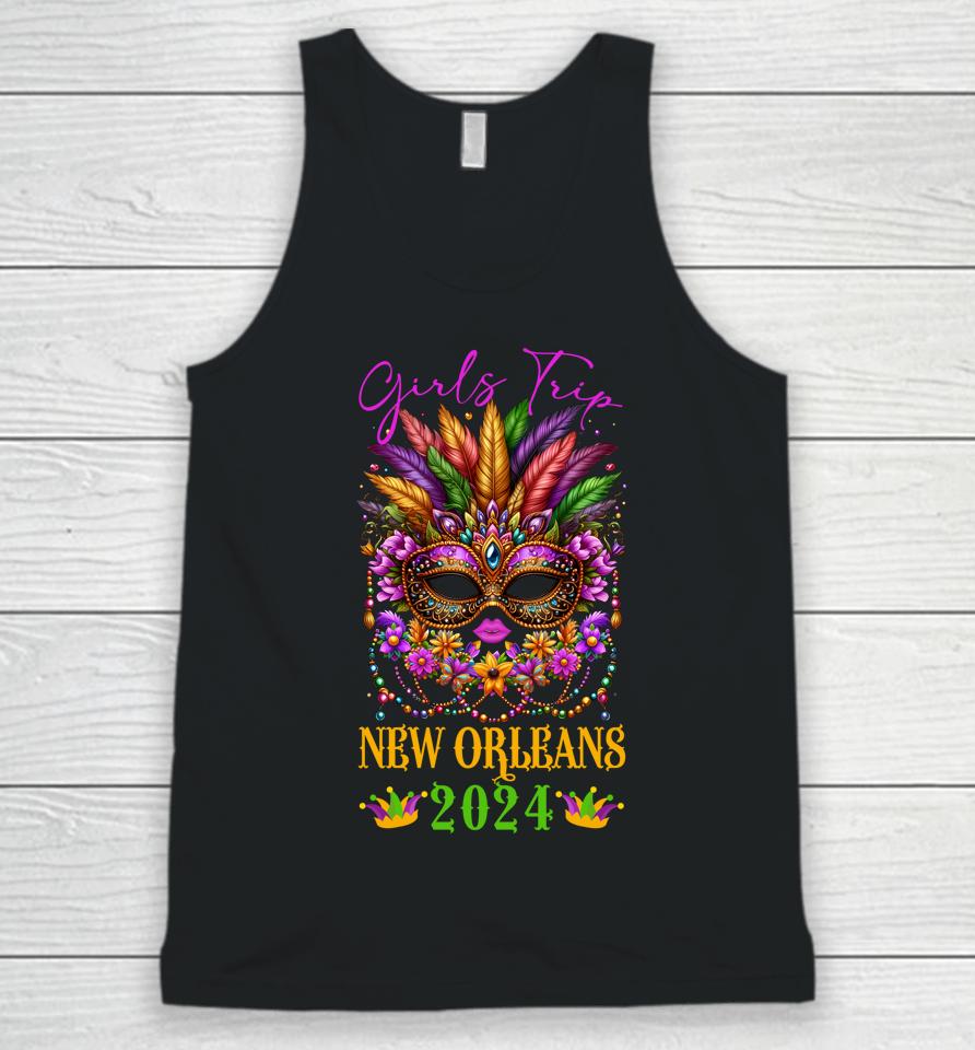 Girls Trip New Orleans 2024 Women Girl Mardi Gras Mask Beads Unisex Tank Top