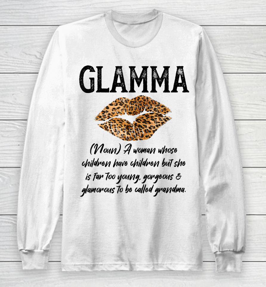 Glamma Leopard Lips Kiss Glam Ma Description Mother's Day Long Sleeve T-Shirt
