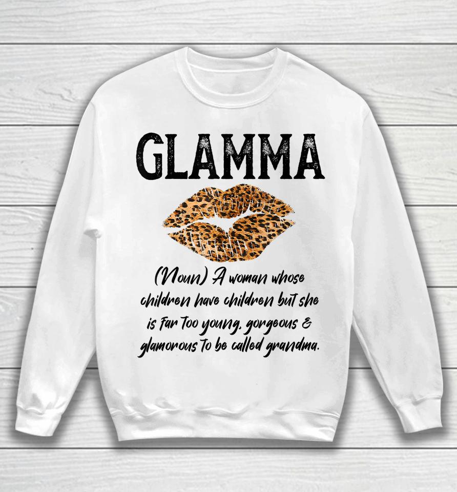 Glamma Leopard Lips Kiss Glam Ma Description Mother's Day Sweatshirt