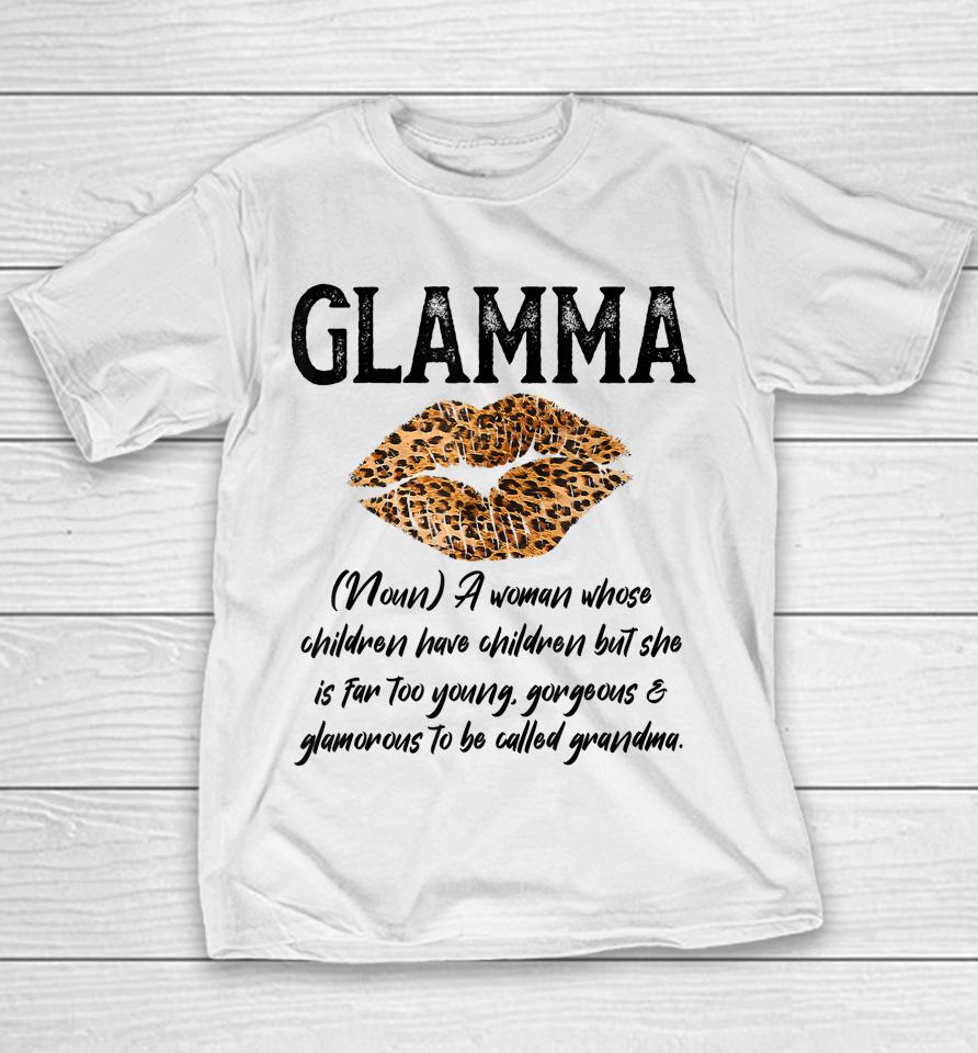 Glamma Leopard Lips Kiss Glam Ma Description Mother's Day Youth T-Shirt