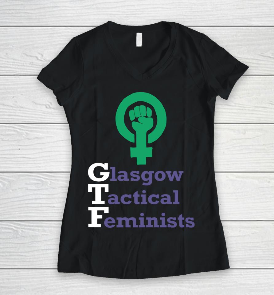 Glasgow Tactical Feminists Women V-Neck T-Shirt