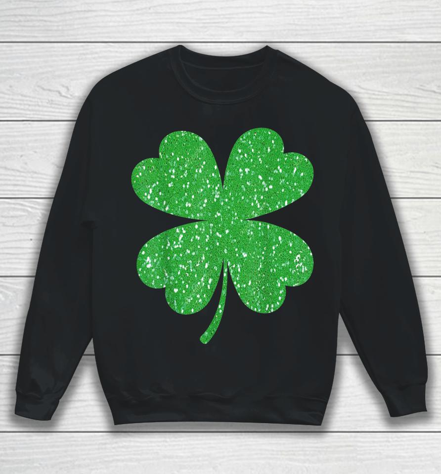 Glitter Clover Shamrock St Patrick's Day Sweatshirt
