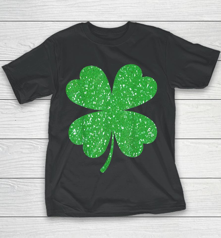 Glitter Clover Shamrock St Patrick's Day Youth T-Shirt