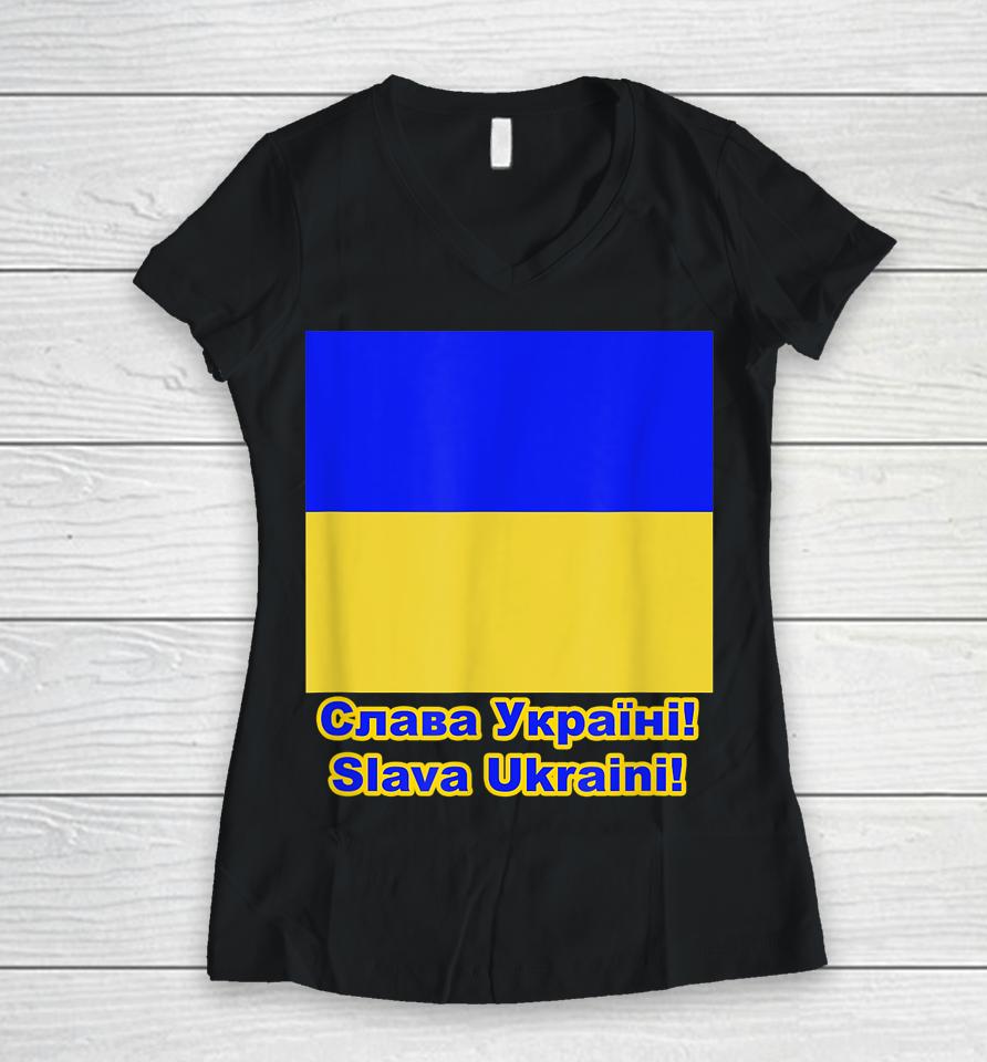 Glory To Ukraine Women V-Neck T-Shirt