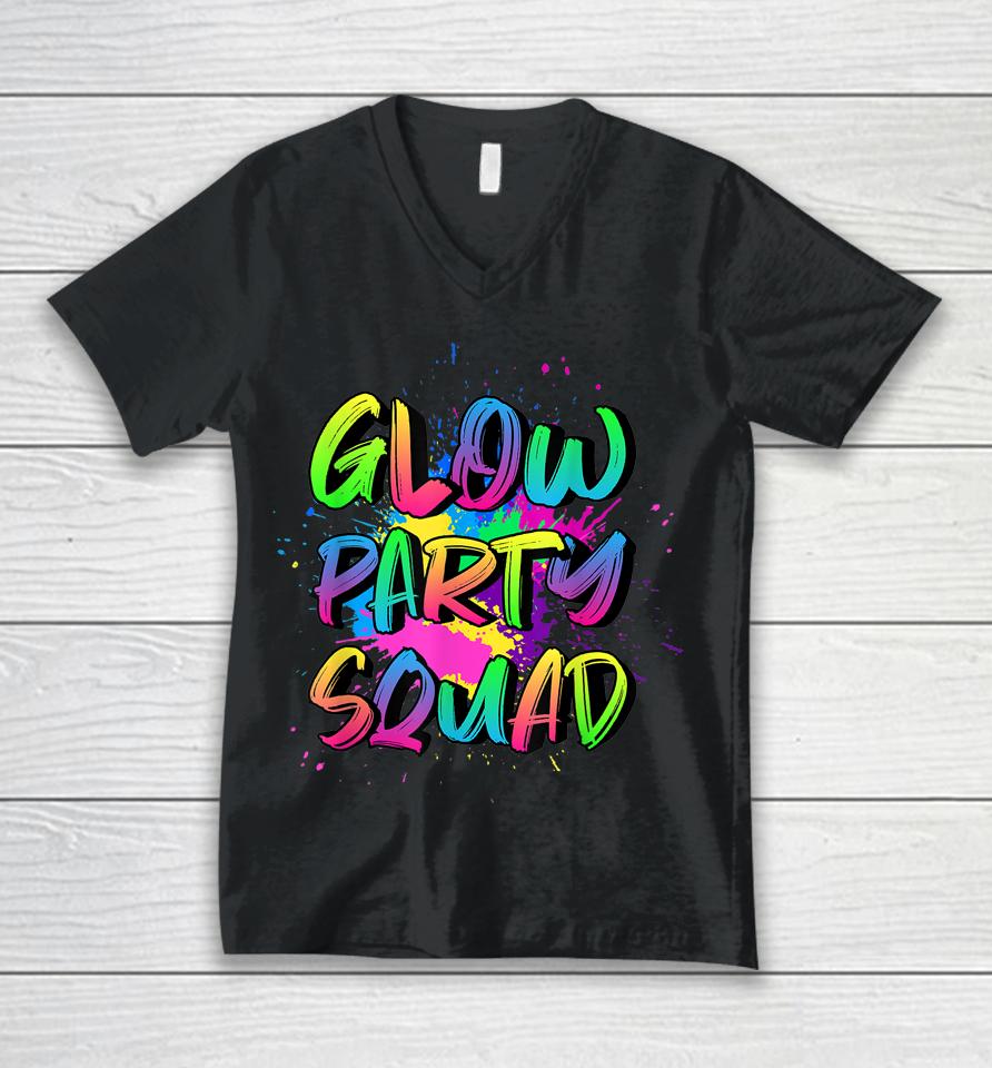 Glow Party Squad Costume 80S Glow Halloween Party Outfit Unisex V-Neck T-Shirt