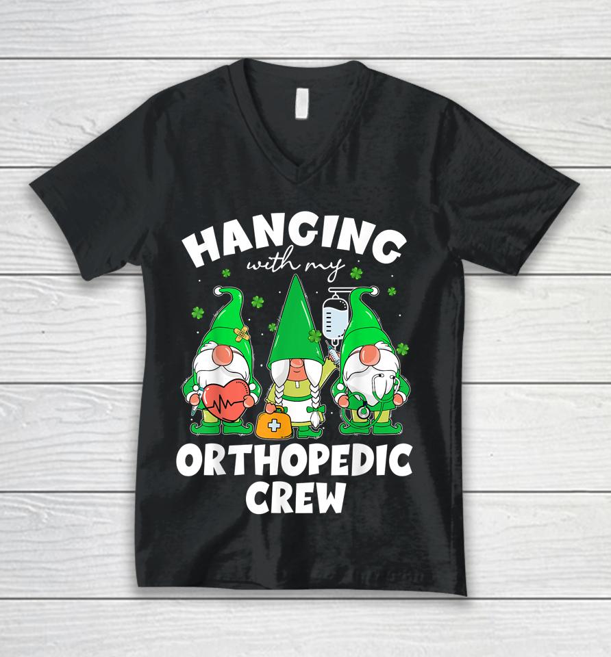 Gnome Hanging With Orthopedic Nurse St Patrick's Day Unisex V-Neck T-Shirt