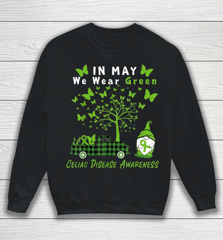 Gnome In May We Wear Green Ribbon Celiac Disease Awareness Sweatshirt