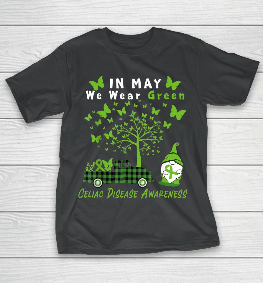 Gnome In May We Wear Green Ribbon Celiac Disease Awareness T-Shirt