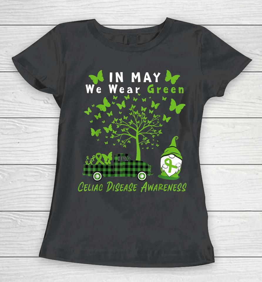 Gnome In May We Wear Green Ribbon Celiac Disease Awareness Women T-Shirt