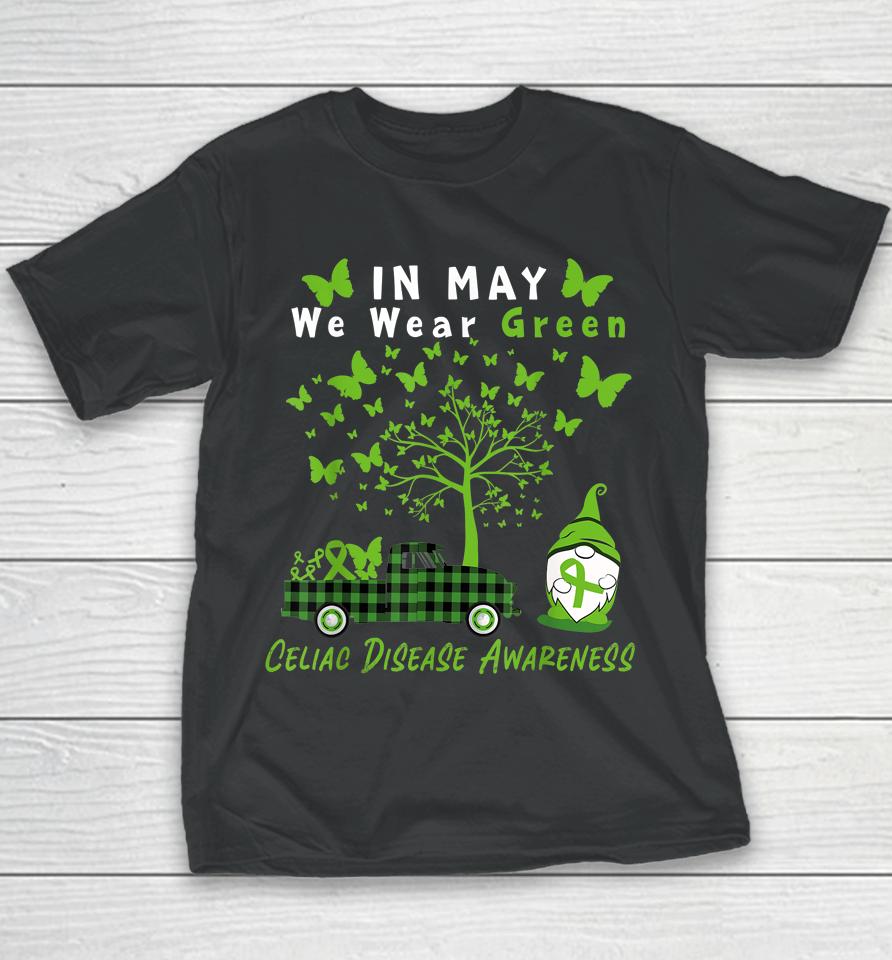 Gnome In May We Wear Green Ribbon Celiac Disease Awareness Youth T-Shirt