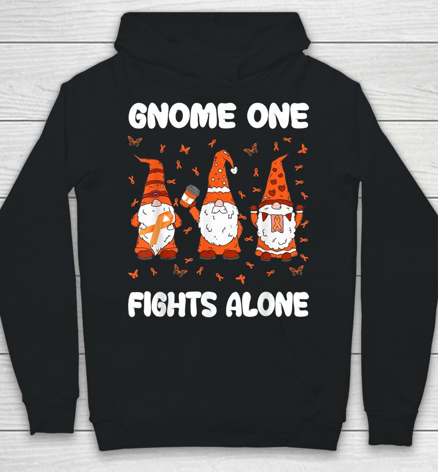 Gnome One Fights Alone Leukemia Awareness Gnome Pun Hoodie