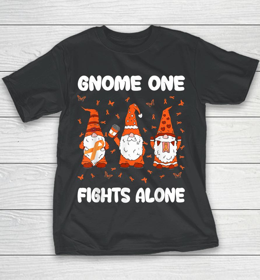 Gnome One Fights Alone Leukemia Awareness Gnome Pun Youth T-Shirt