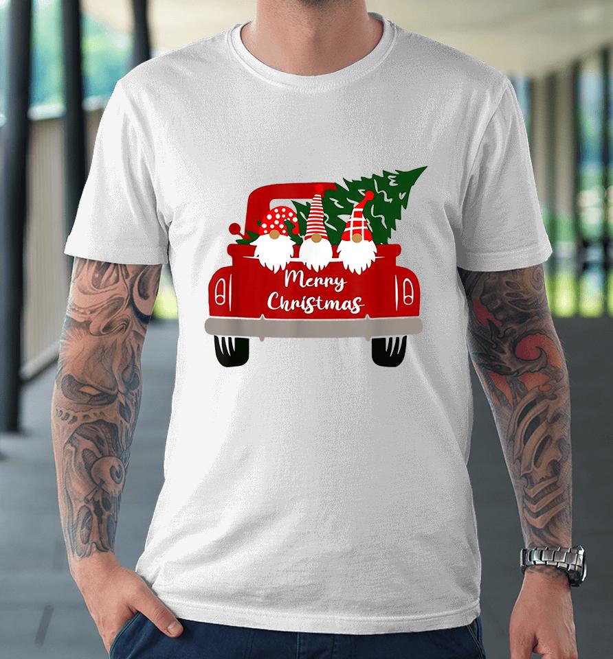 Gnome Red Truck Merry Christmas Premium T-Shirt