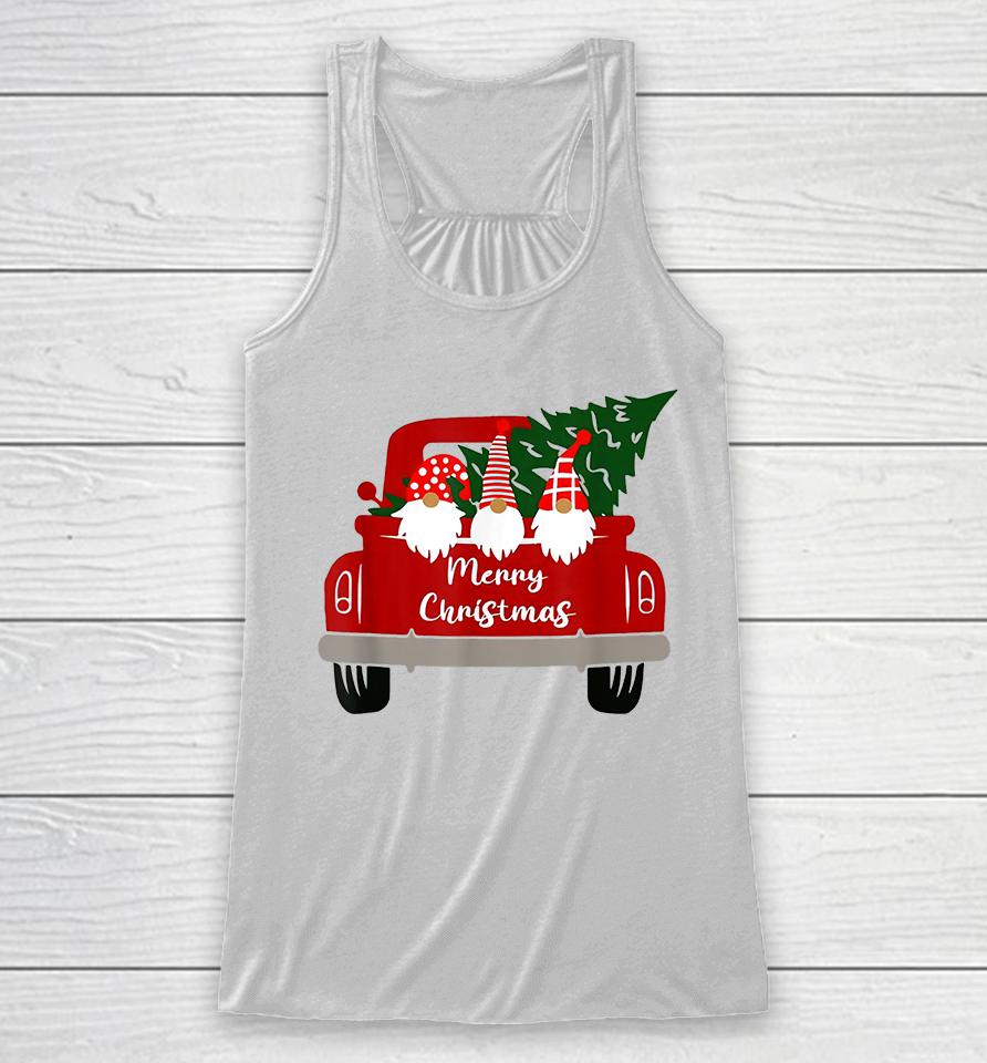 Gnome Red Truck Merry Christmas Racerback Tank