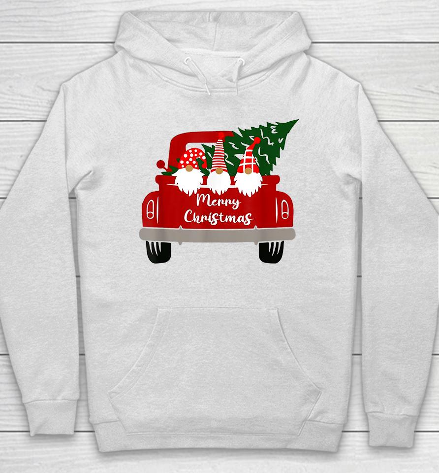 Gnome Red Truck Merry Christmas Hoodie