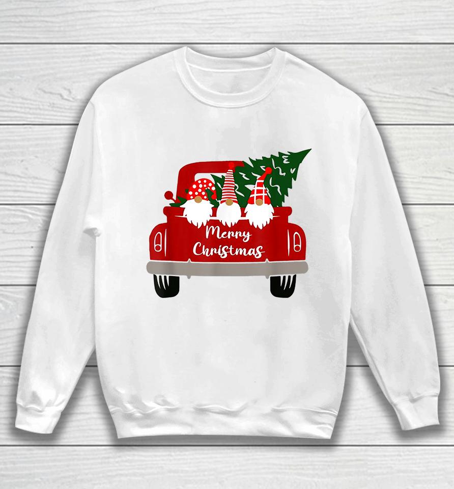 Gnome Red Truck Merry Christmas Sweatshirt