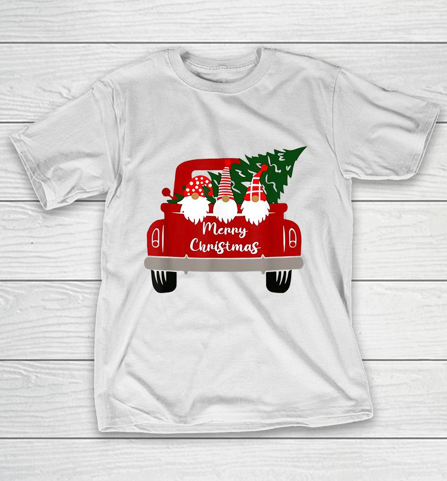 Gnome Red Truck Merry Christmas T-Shirt