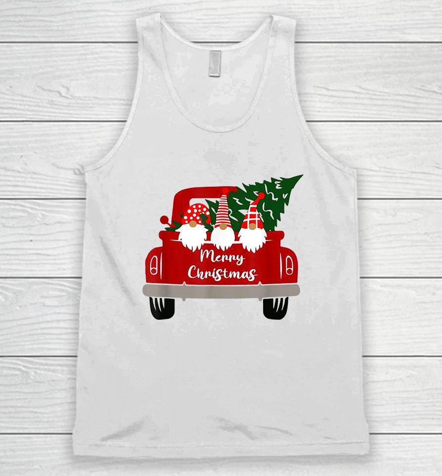 Gnome Red Truck Merry Christmas Unisex Tank Top