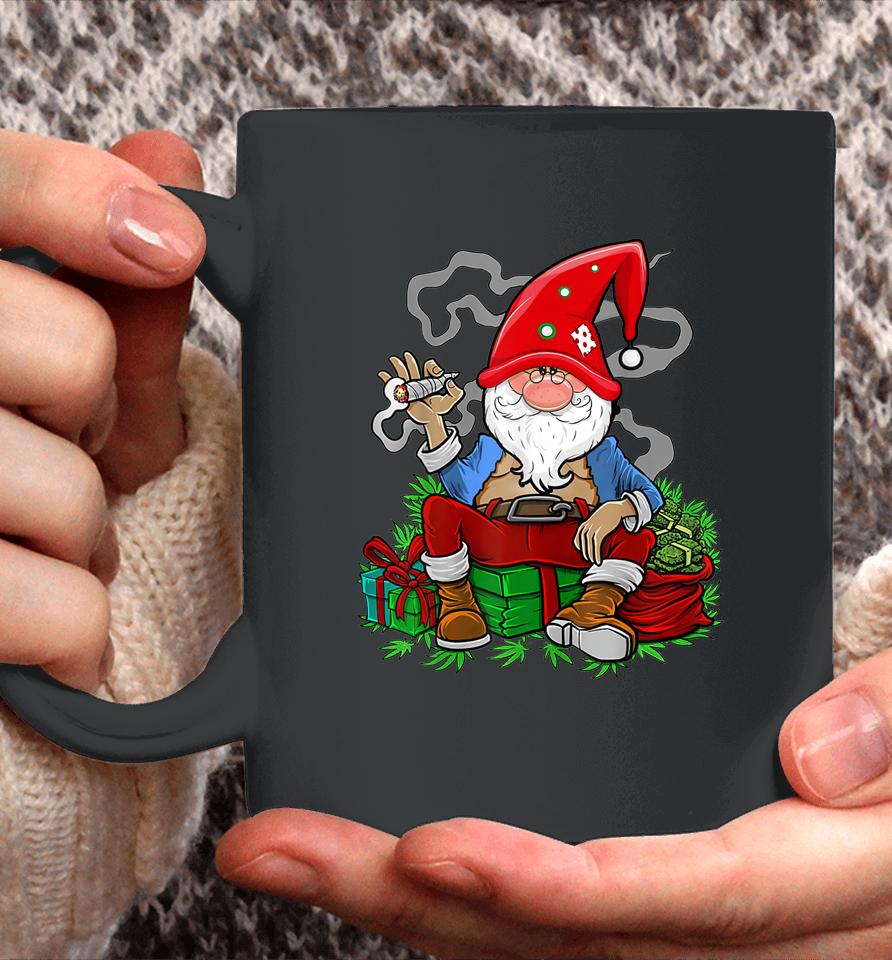 Gnome Smoking Cannabis Christmas Funny Weed 420 Xmas Coffee Mug