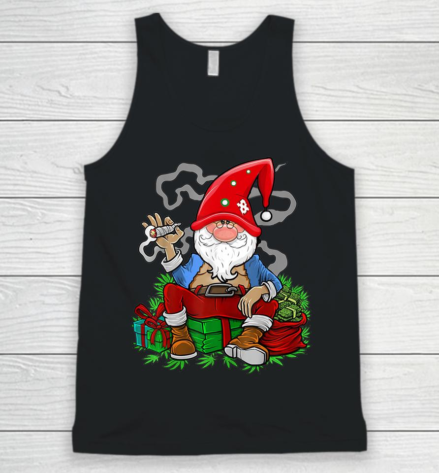 Gnome Smoking Cannabis Christmas Funny Weed 420 Xmas Unisex Tank Top