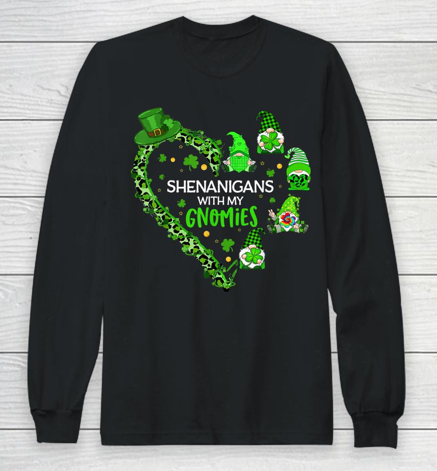 Gnome St Patrick's Day Shenanigans With My Gnomies Shamrock Long Sleeve T-Shirt