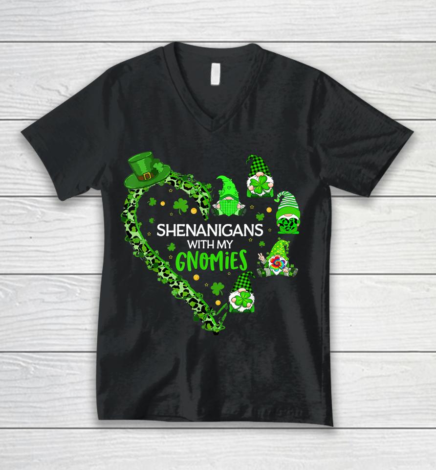 Gnome St Patrick's Day Shenanigans With My Gnomies Shamrock Unisex V-Neck T-Shirt