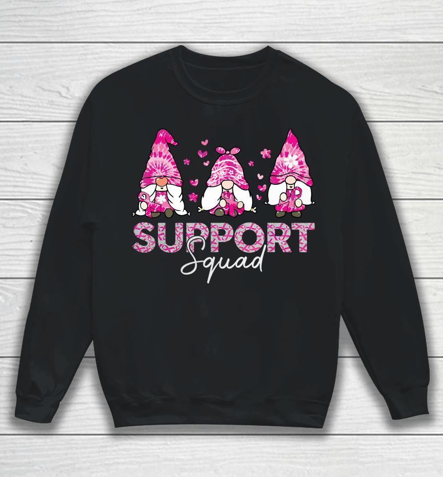 Gnome Support Squad Breast Cancer Awareness Pink Tie Dye Sweatshirt