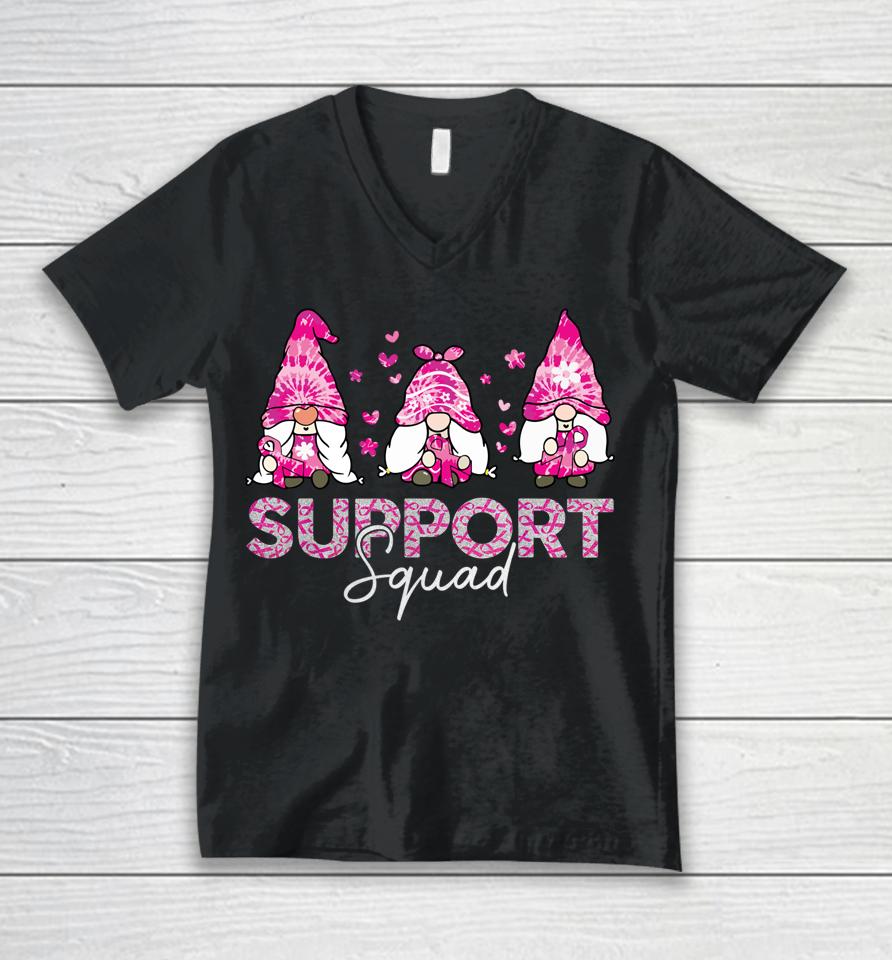 Gnome Support Squad Breast Cancer Awareness Pink Tie Dye Unisex V-Neck T-Shirt