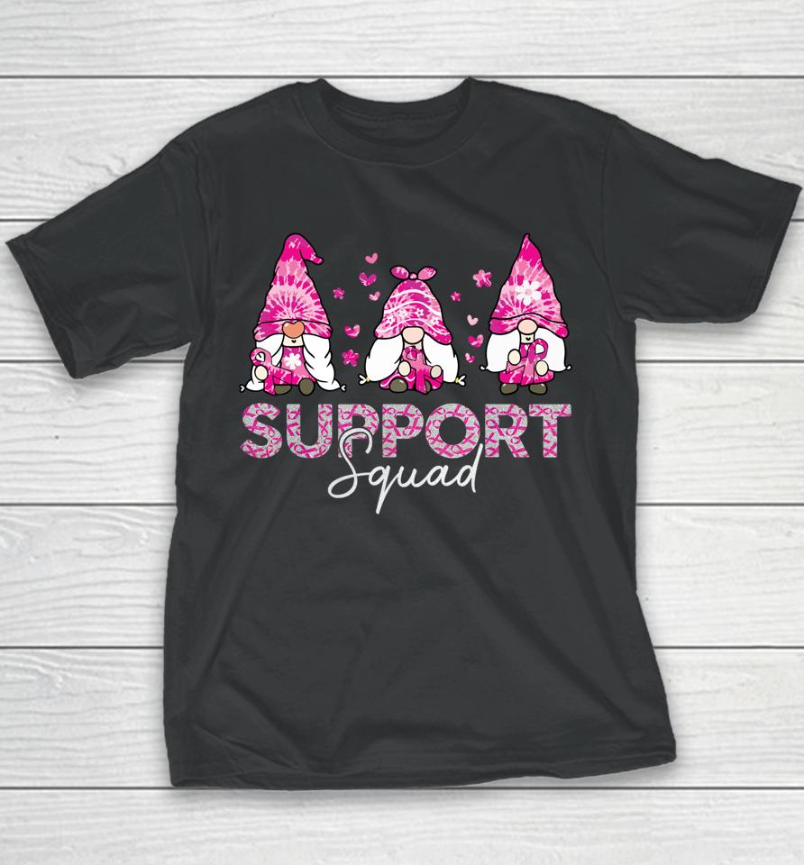 Gnome Support Squad Breast Cancer Awareness Pink Tie Dye Youth T-Shirt