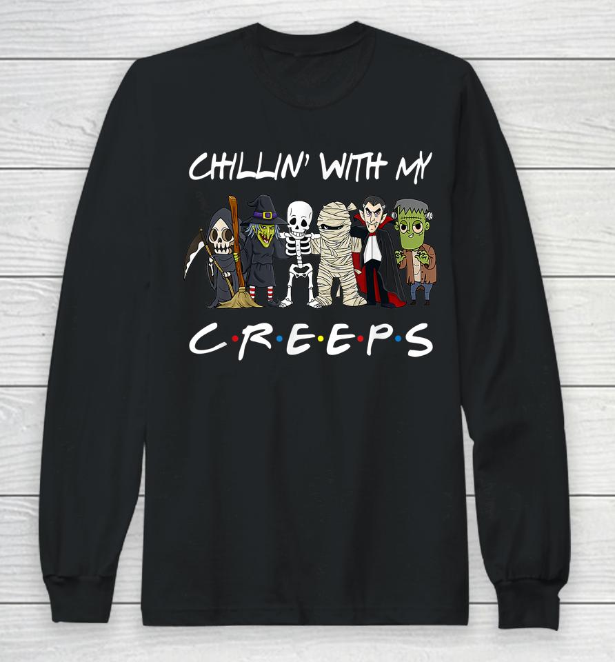 Gnomes Chillin With My Creeps Halloween Long Sleeve T-Shirt