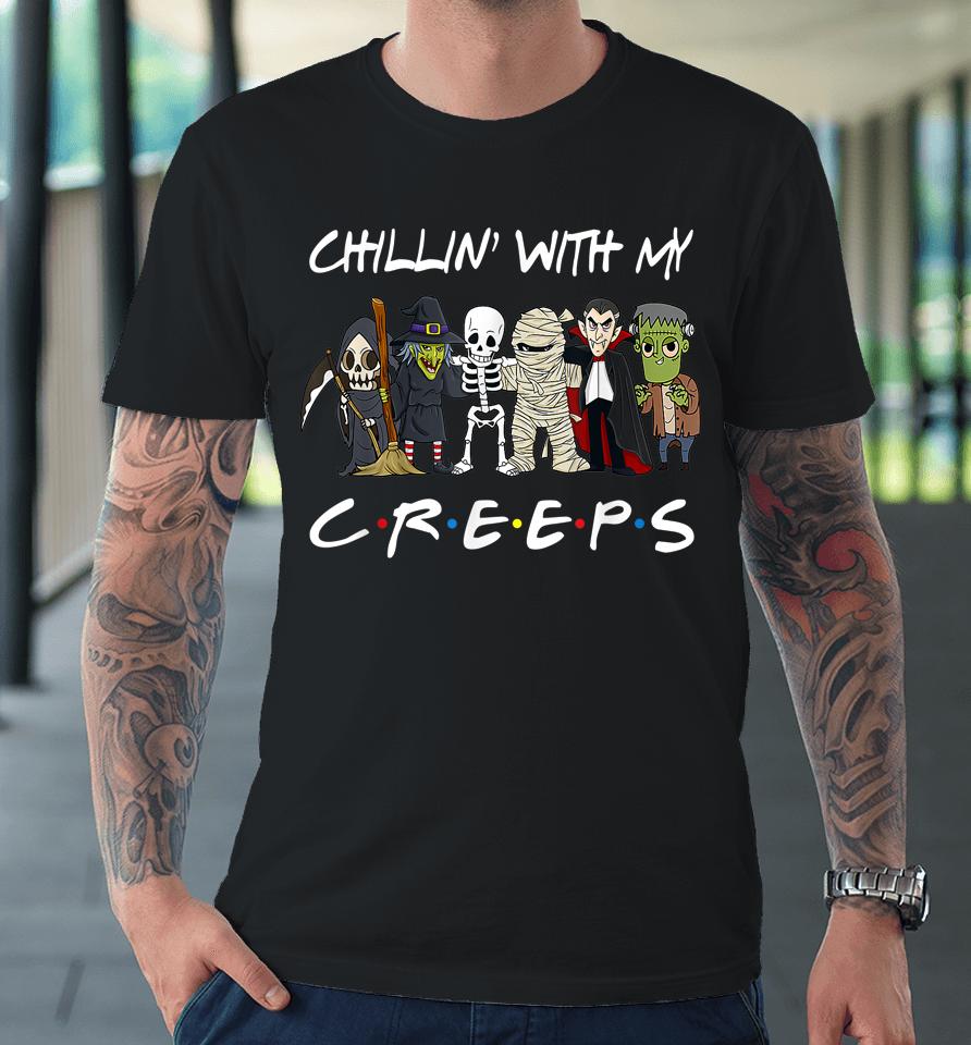 Gnomes Chillin With My Creeps Halloween Premium T-Shirt